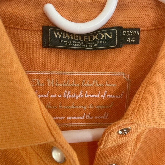 Vintage Wimbledon Lawn Tennis Orange Pearl Snap Polo Shirt Small Y2K Preppy NWOT - Picture 4 of 5
